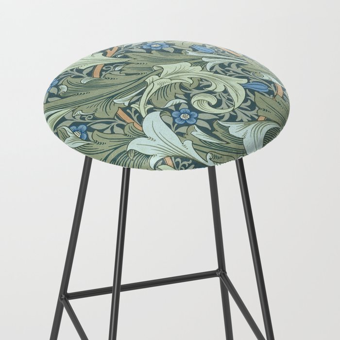 William Morris Granville Green Blue Vintage Pattern Stool Gallery Image 2
