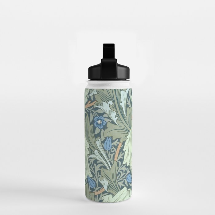William Morris Granville Green Blue Vintage Pattern Water Bottle Gallery Image 2