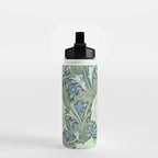William Morris Granville Green Blue Vintage Pattern Water Bottle Gallery Image 2