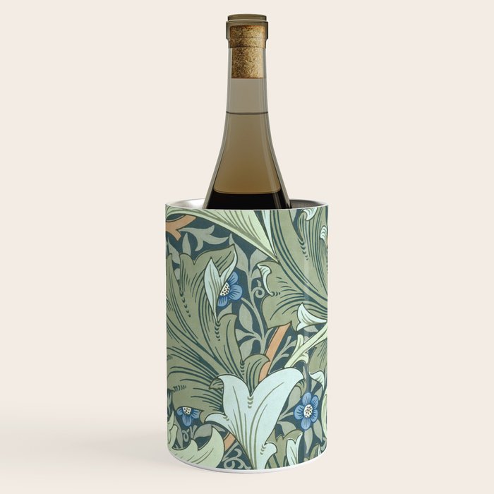 William Morris Granville Green Blue Vintage Pattern Wine Chiller Gallery Image 2