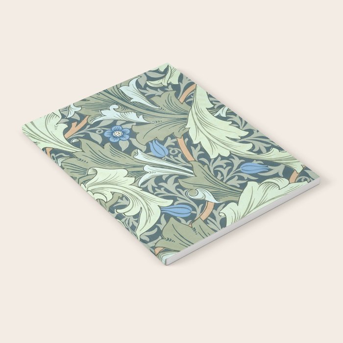 William Morris Granville Green Blue Vintage Pattern Notebook Gallery Image 1