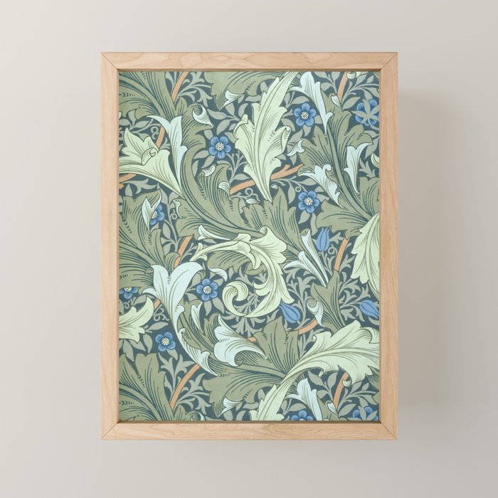 William Morris Granville Green Blue Vintage Pattern Mini Art Print Gallery Image 1