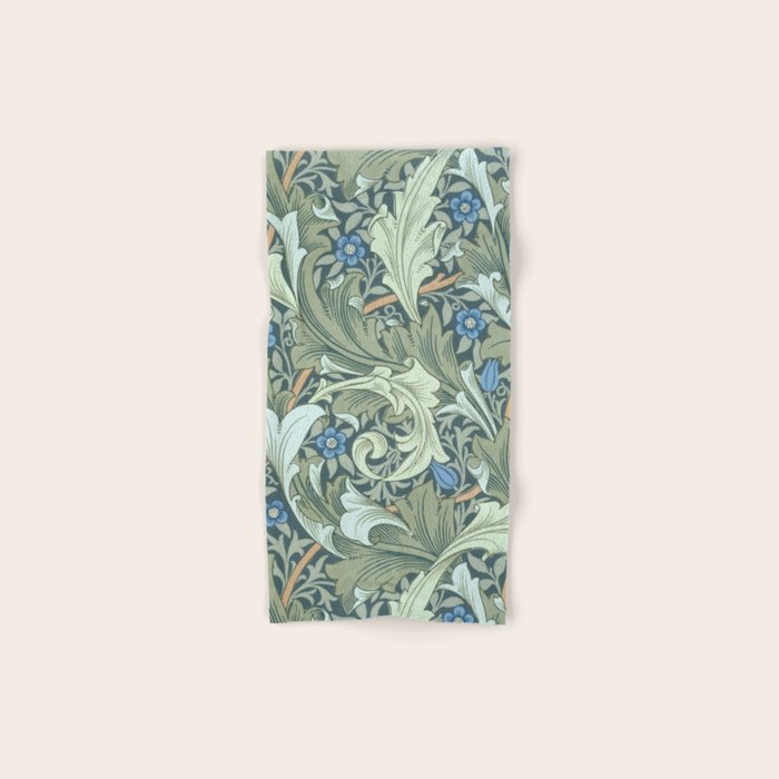 William Morris Granville Green Blue Vintage Pattern Bath Towel Gallery Image 1