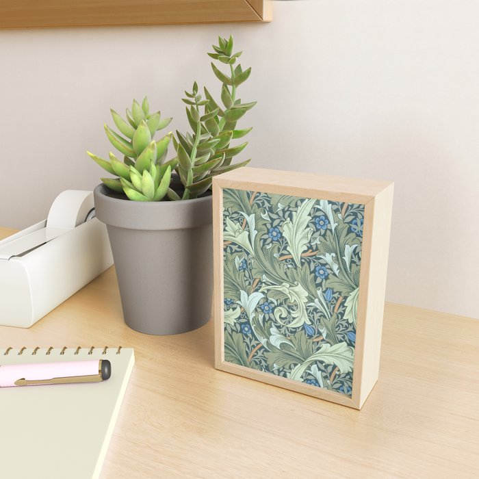 William Morris Granville Green Blue Vintage Pattern Mini Art Print Gallery Image 2
