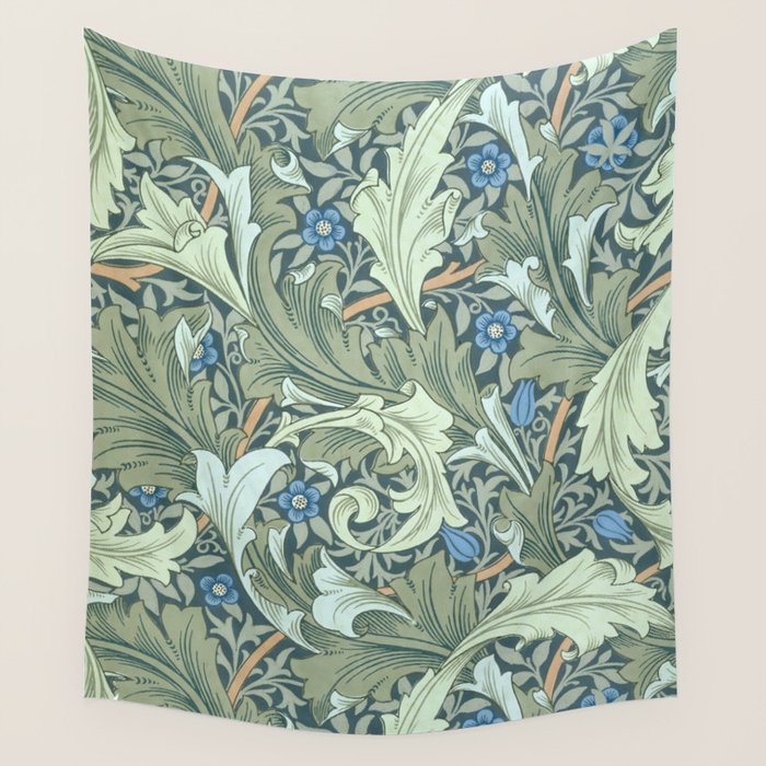 William Morris Granville Green Blue Vintage Pattern Wall Tapestry Gallery Image 4