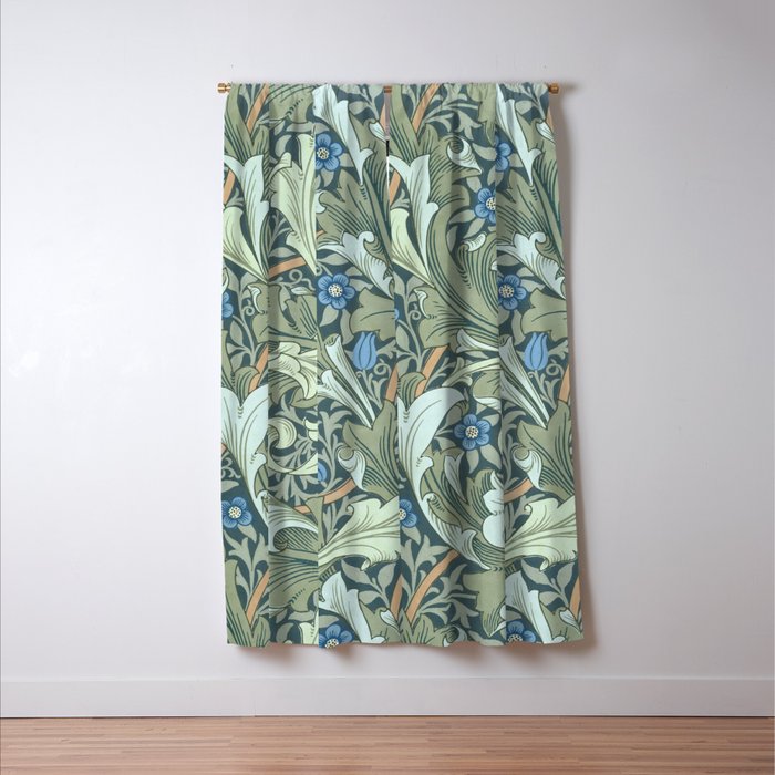 William Morris Granville Green Blue Vintage Pattern Window Curtain Gallery Image 3