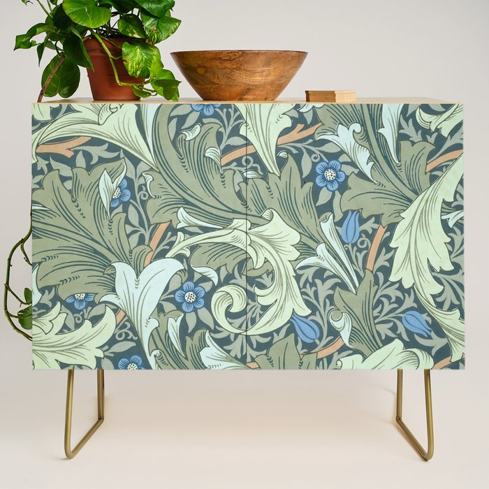 William Morris Granville Green Blue Vintage Pattern Credenza Gallery Image 1
