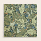 William Morris Granville Green Blue Vintage Pattern Wood Wall Art Gallery Image 1