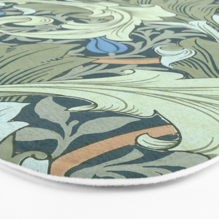 William Morris Granville Green Blue Vintage Pattern Bath Mat Gallery Image 3