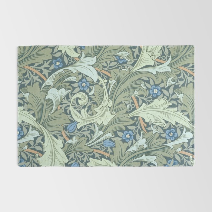 William Morris Granville Green Blue Vintage Pattern Rug Gallery Image 2