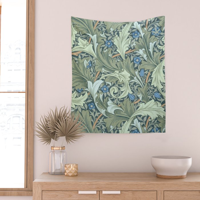 William Morris Granville Green Blue Vintage Pattern Wall Tapestry Gallery Image 2