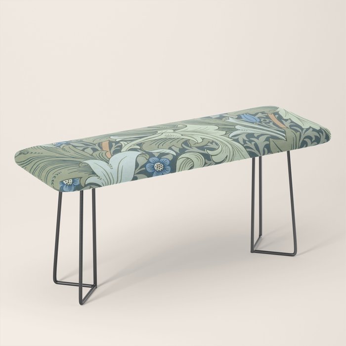 William Morris Granville Green Blue Vintage Pattern Bench Gallery Image 1