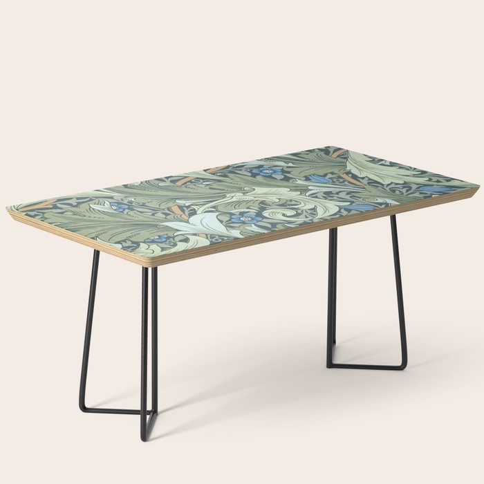 William Morris Granville Green Blue Vintage Pattern Coffee Table Gallery Image 1