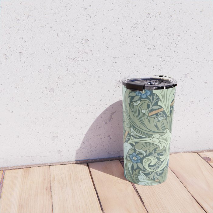 William Morris Granville Green Blue Vintage Pattern Travel Mug Gallery Image 4