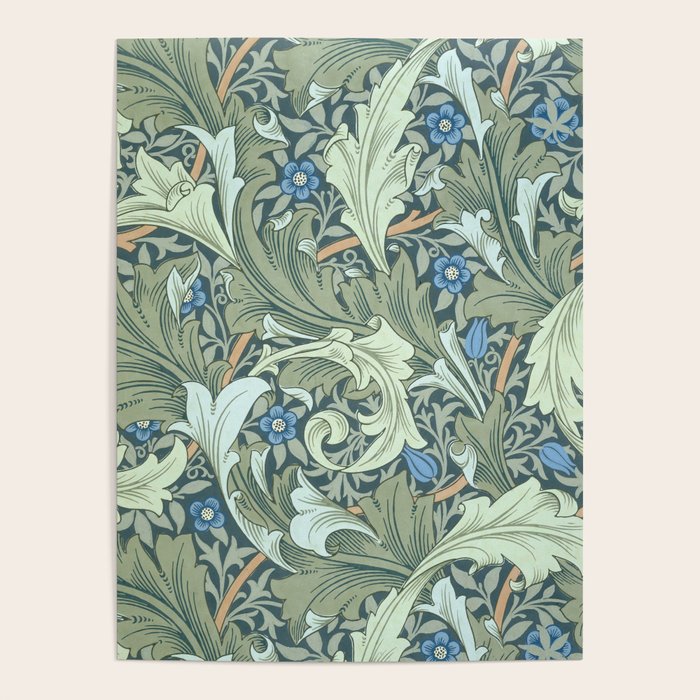William Morris Granville Green Blue Vintage Pattern Poster Gallery Image 4