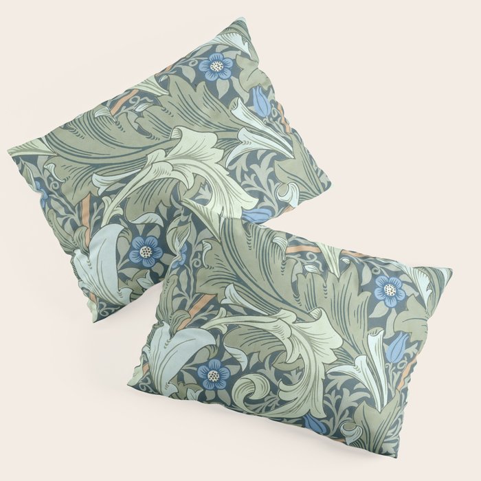 William Morris Granville Green Blue Vintage Pattern Pillow Sham Gallery Image 3