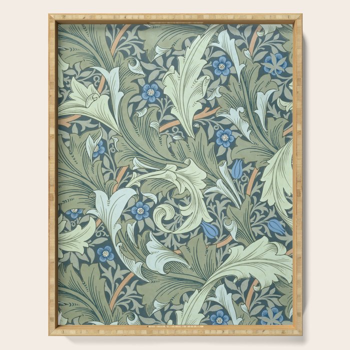 William Morris Granville Green Blue Vintage Pattern Serving Tray Gallery Image 1