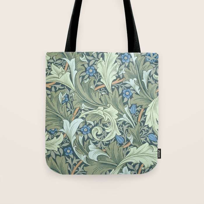 William Morris Granville Green Blue Vintage Pattern Tote Bag Gallery Image 1