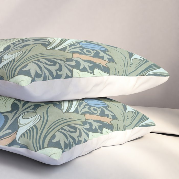 William Morris Granville Green Blue Vintage Pattern Pillow Sham Gallery Image 3