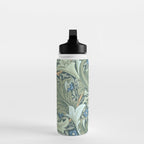 William Morris Granville Green Blue Vintage Pattern Water Bottle Gallery Image 3