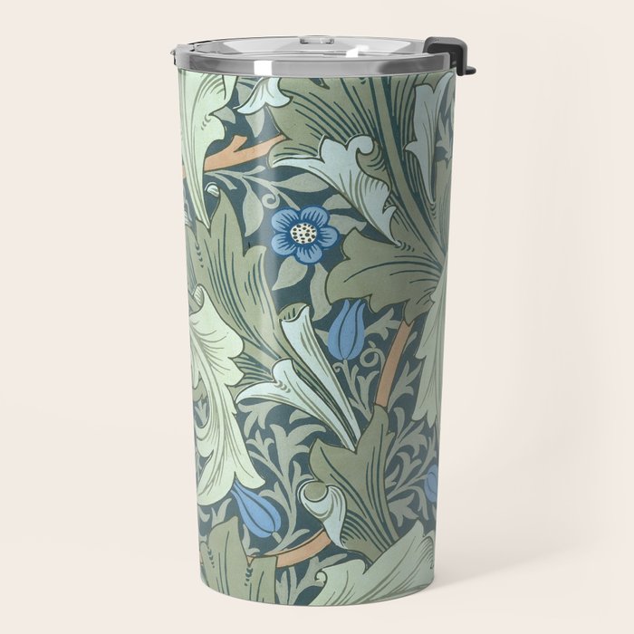 William Morris Granville Green Blue Vintage Pattern Travel Mug Gallery Image 2