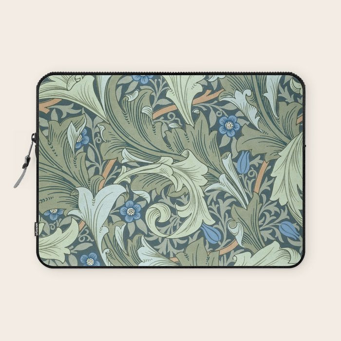 William Morris Granville Green Blue Vintage Pattern Laptop Sleeve Gallery Image 1