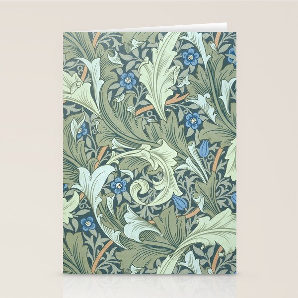 William Morris Granville Green Blue Vintage Pattern Stationery Card Gallery Image 1