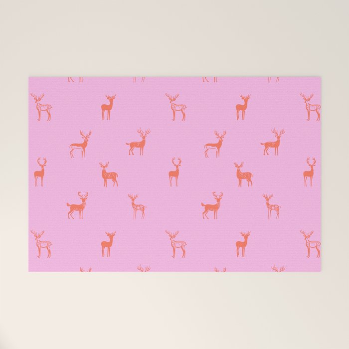 Vintage christmas deer animal pattern art Welcome Mat Gallery Image 1
