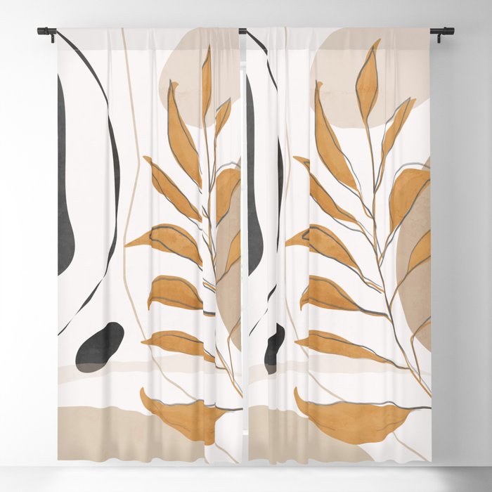 Minimal Abstract Art Tropical Leaf  Window Curtain Gallery Image 1