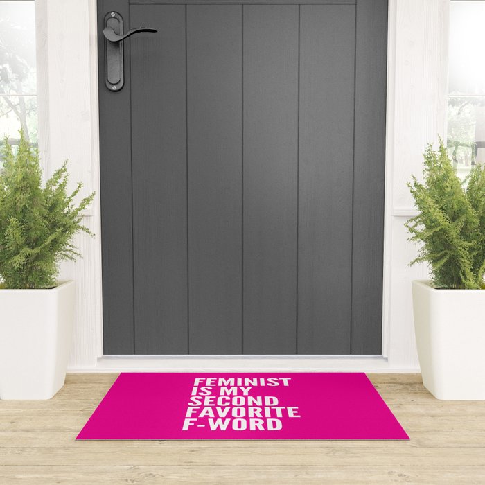 Feminist is My Second Favorite F-Word (Pink) Welcome Mat Gallery Image 3