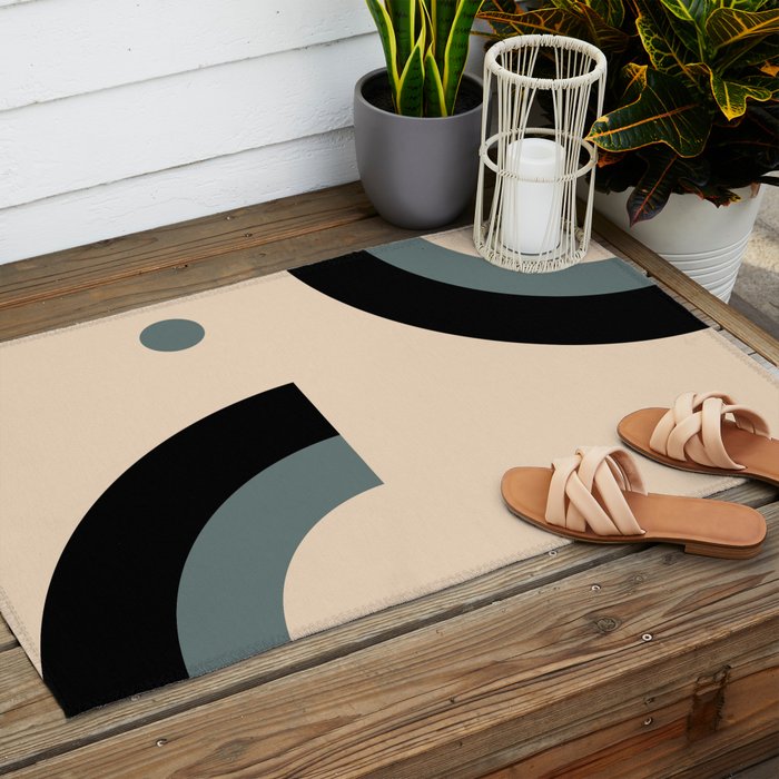 Gray Pink Black - Minimalist Abstract  Outdoor Rug Gallery Image 2