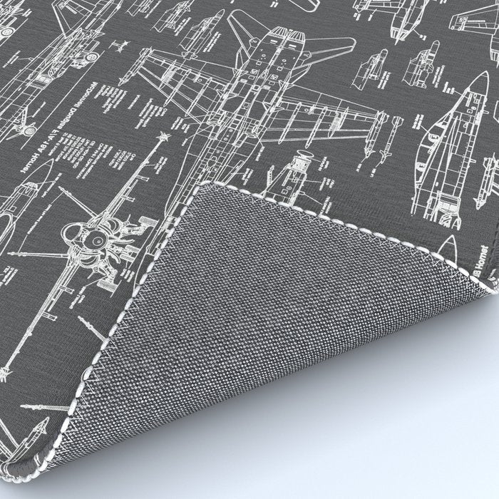 F-18 Blueprints // Charcoal-Grey Rug Gallery Image 4