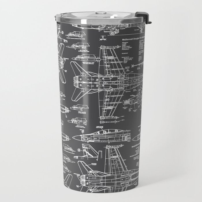 F-18 Blueprints // Charcoal-Grey Travel Mug Gallery Image 2