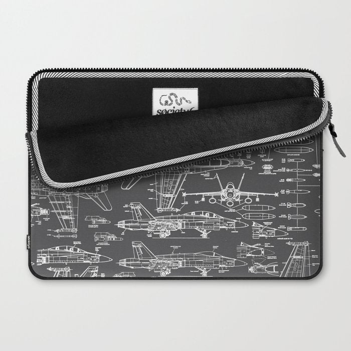 F-18 Blueprints // Charcoal-Grey Laptop Sleeve Gallery Image 2
