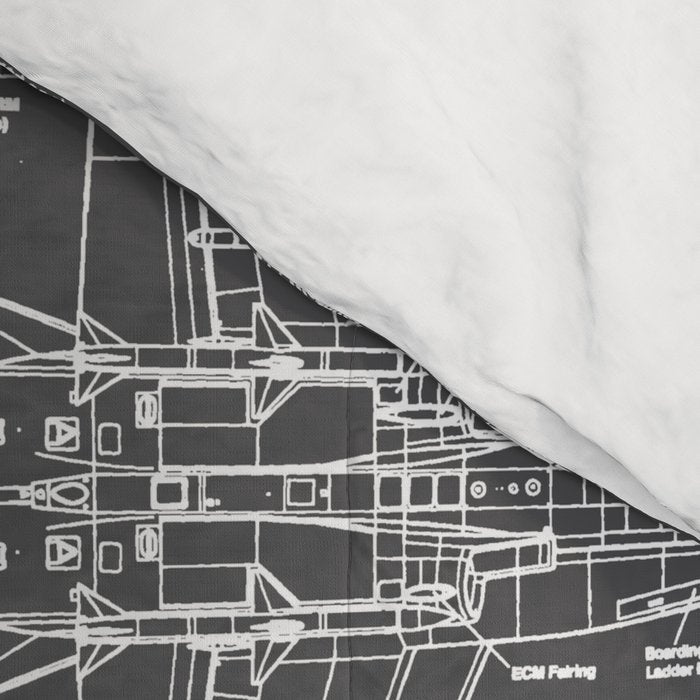 F-18 Blueprints // Charcoal-Grey Comforter Gallery Image 4