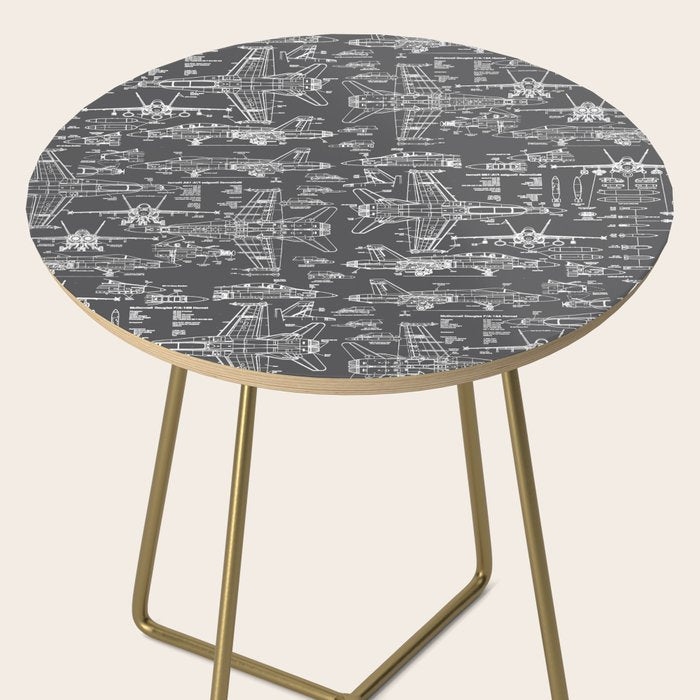 F-18 Blueprints // Charcoal-Grey Side Table Gallery Image 2