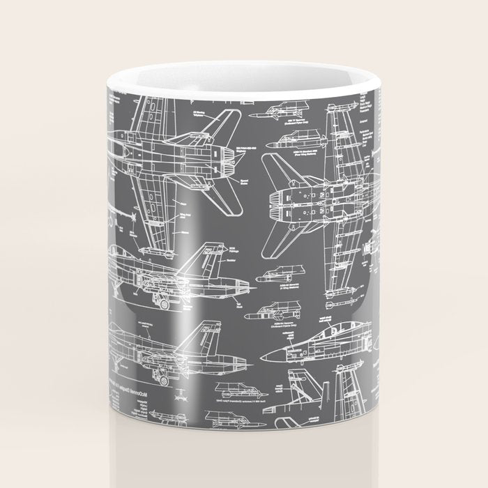 F-18 Blueprints // Charcoal-Grey Coffee Mug Gallery Image 4