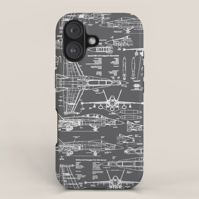 F-18 Blueprints // Charcoal-Grey iPhone Case Gallery Image 1