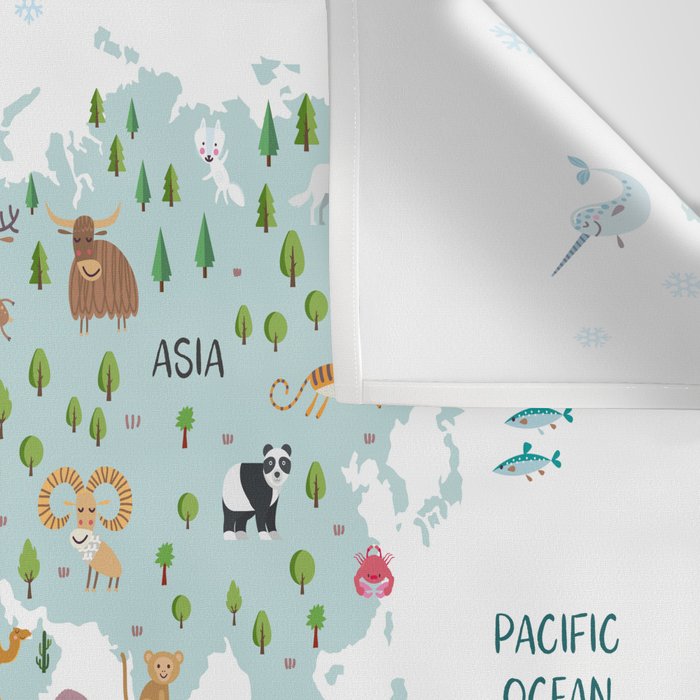 Animal World Map Wall Tapestry Gallery Image 3
