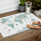 Animal World Map Outdoor Rug Gallery Image 2