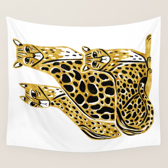 Gold Cheetahs Wall Tapestry Gallery Image 4