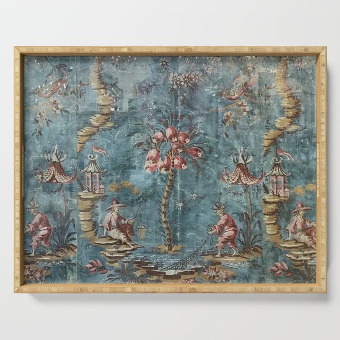Antique Italian Chinoiserie 18th Century Fresco Serving Tray Gallery Image 1