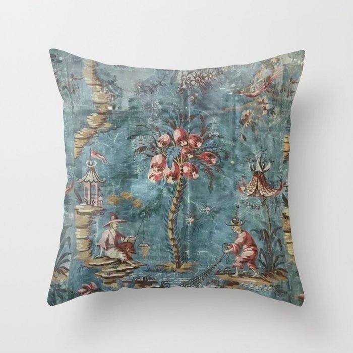 Antique Italian Chinoiserie 18th Century Fresco Throw Pillow Gallery Image 1