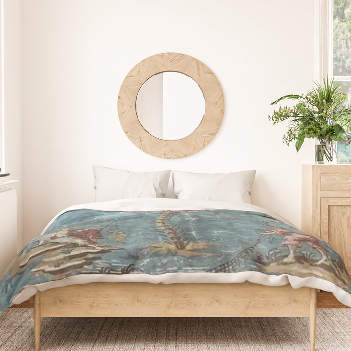 Antique Italian Chinoiserie 18th Century Fresco Duvet Cover Gallery Image 3