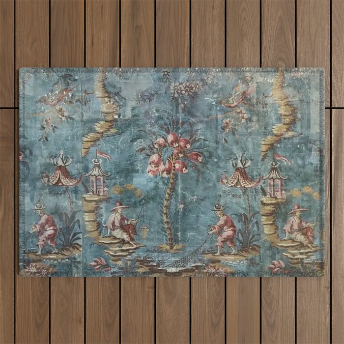 Antique Italian Chinoiserie 18th Century Fresco Outdoor Rug Gallery Image 1