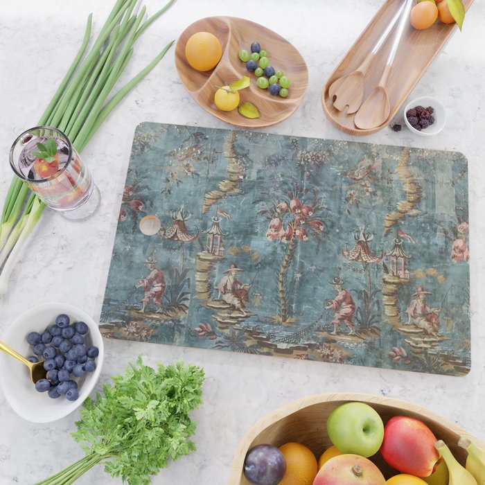 Antique Italian Chinoiserie 18th Century Fresco Cutting Board Gallery Image 2