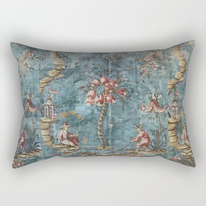 Antique Italian Chinoiserie 18th Century Fresco Rectangular Pillow Gallery Image 2