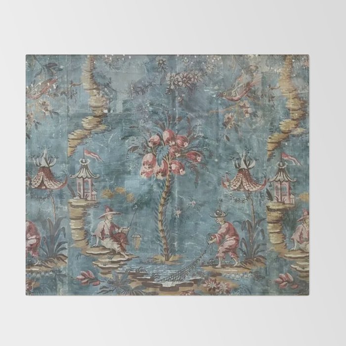 Antique Italian Chinoiserie 18th Century Fresco Throw Blanket Gallery Image 2