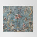 Antique Italian Chinoiserie 18th Century Fresco Throw Blanket Gallery Image 2