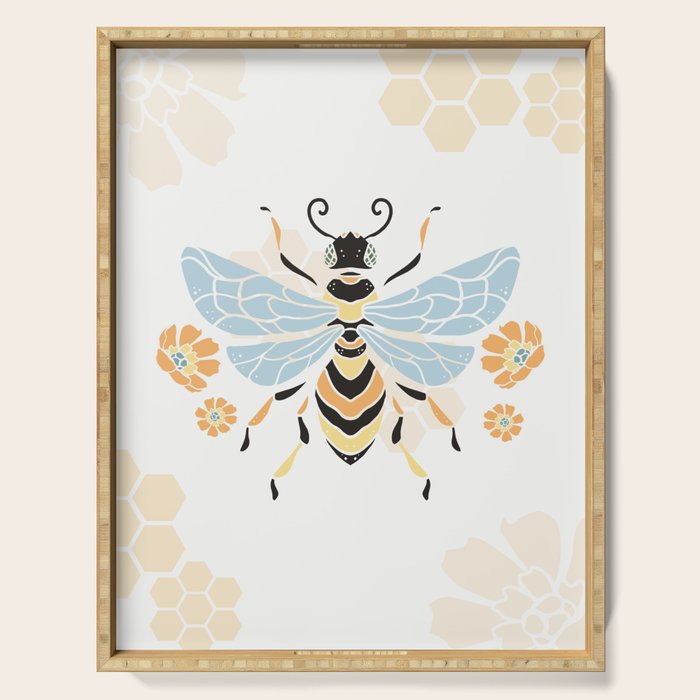 Honey Bee Abstract Pattern Serving Tray Gallery Image 1